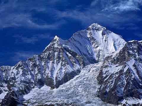 
Dhaulagiri East and Southeast Ridge seen from above Larjung - Climbing The Worlds 14 Highest Mountains book
